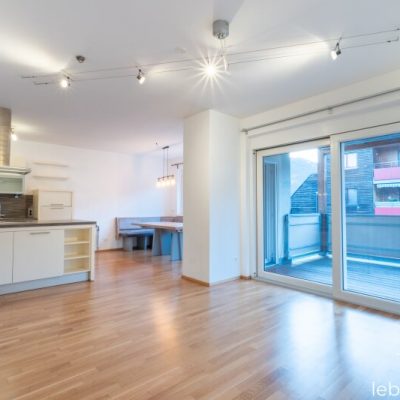 Wohnbereich und Küche.